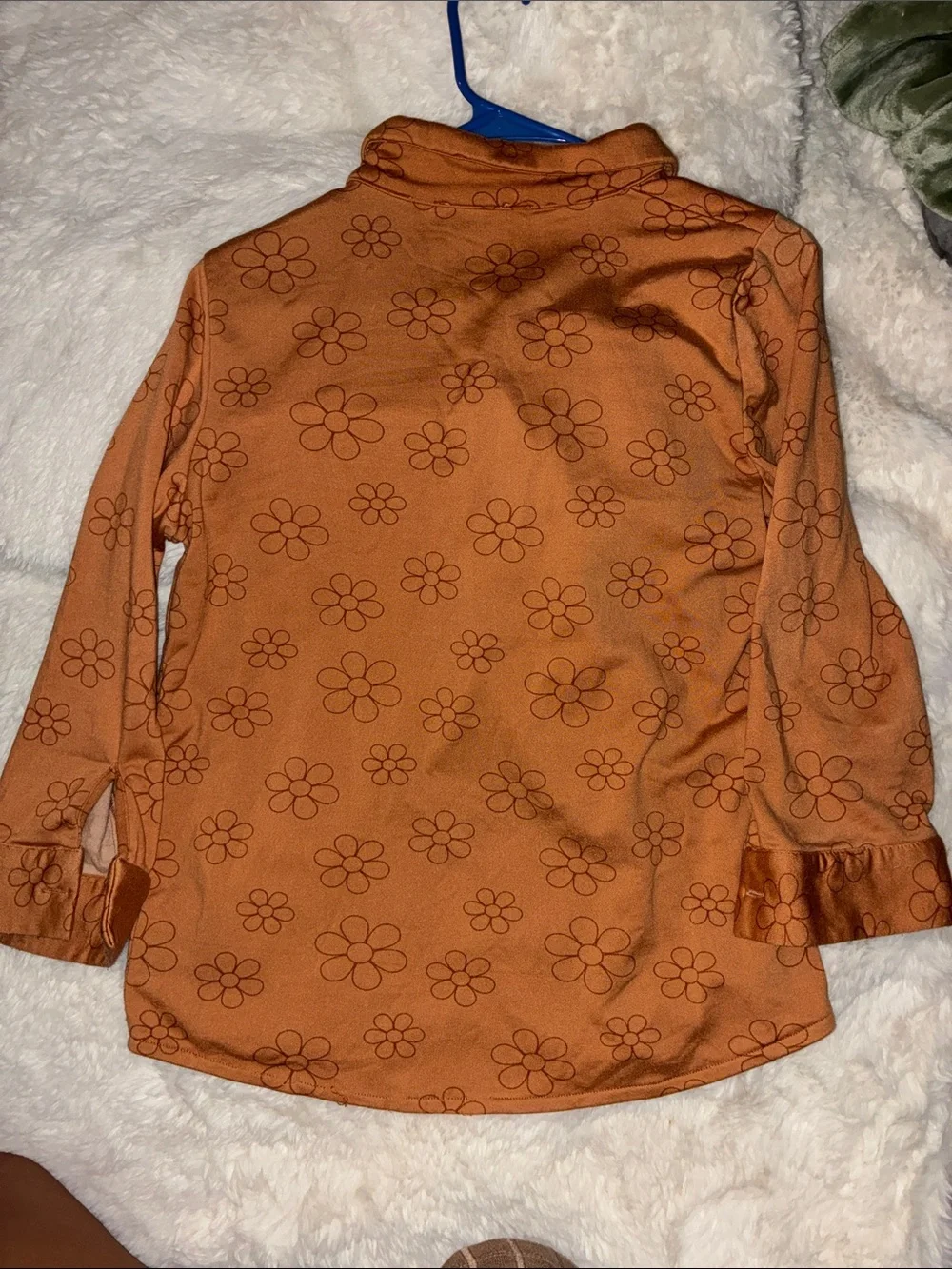 Kids' Orange Floral Button-Down Shirt - Long Sleeve
